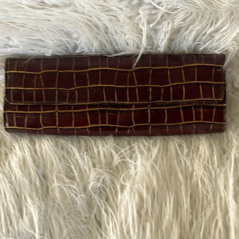Abas Brown/Gold Alligator Leather Cylinder Clutch